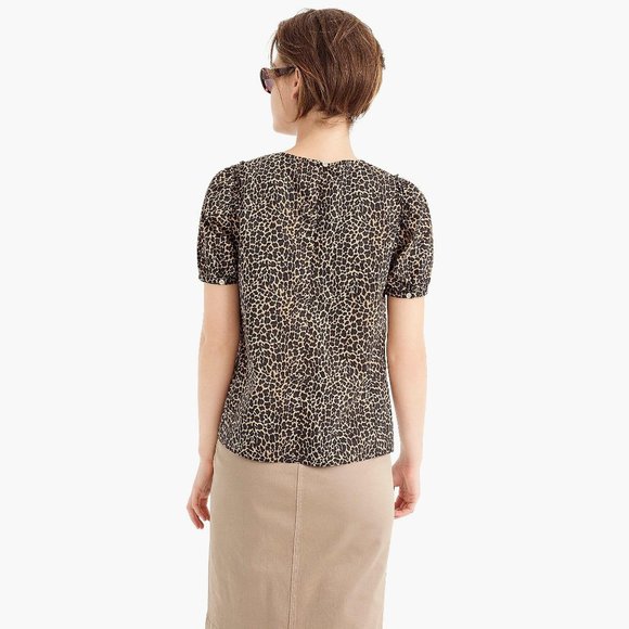 NWOT J. Crew Leopard Print Puff Sleeve Blouse S - Picture 2 of 5